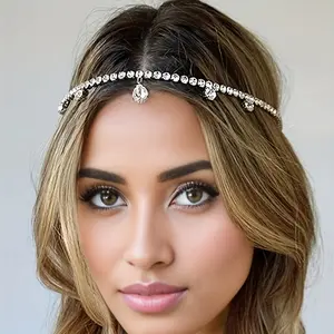 Rhinestone Tassel Head Chain - Stone-Embellished Hair Accessory for Women