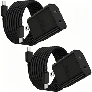 Dual Port 45W Super Fast Charger and Long USB C to C Cable 6ft,Type C Block Plug and Android Phone Charging Cord for Samsung Galaxy S25/S24 Ultra/S23+/S22 Plus/S21/S20/Note 20/iPhone 17 16 15 Pro Max Dual Port Compatible Cellphone