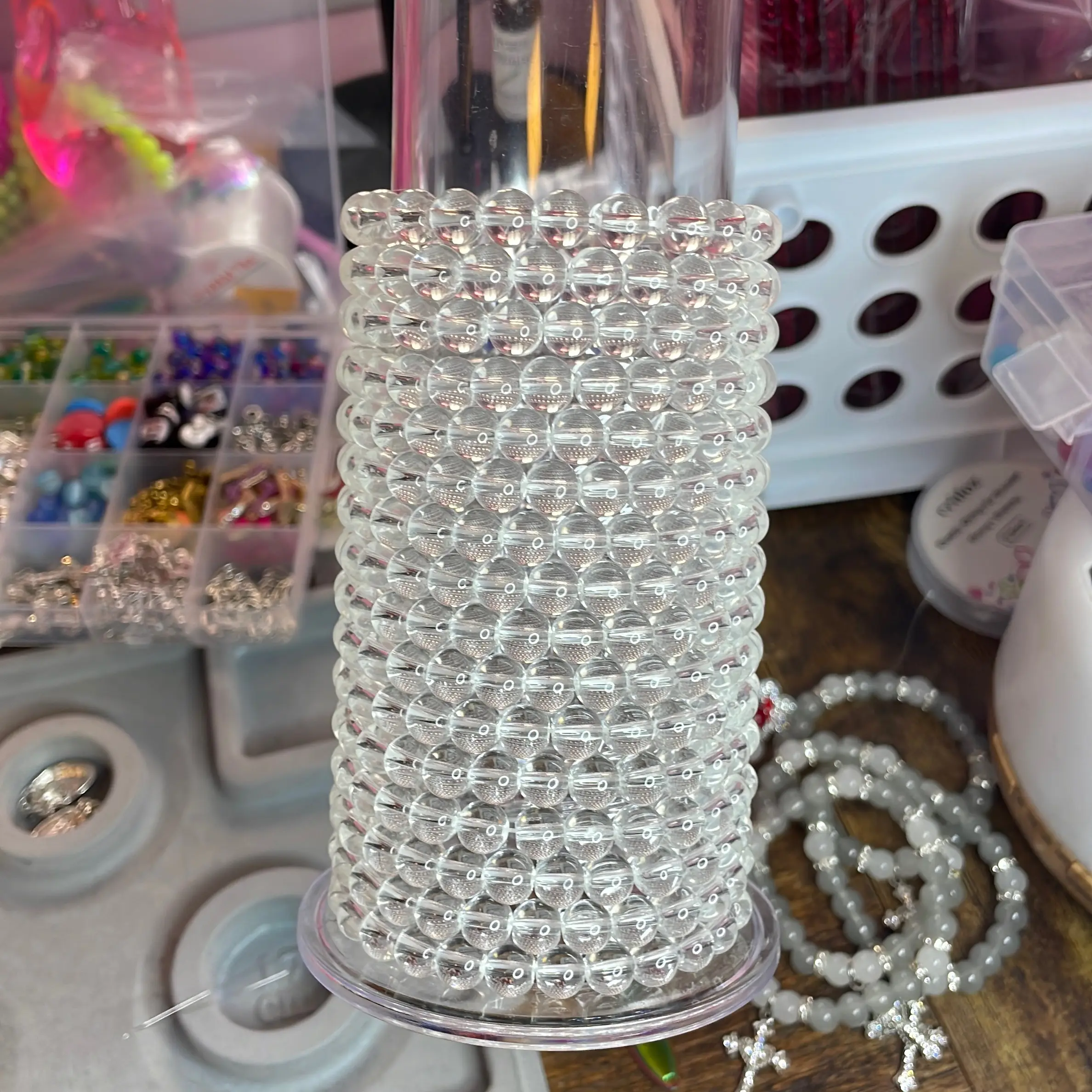 Transparent beaded bracelet