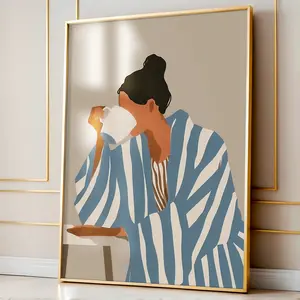 Unframed, Room Decor, Eclectic Fine Art, Colorful Art Print, Stripes Print, Minimalist Portrait Illustration, Abstract Woman Decor, Contemporary Striped Wall Art