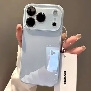 Macaron Crystal Glass Phone Case for iPhone 17/16/15/14/13/12/11 Pro Max, Full-Cover Lens Protection, Minimalist Premium Protective Case for 17 Pro