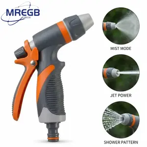 MREGB Garden Hose Nozzle Adjustable Hand Sprayer Multi-functional Water Washer for Car Washing Lawn Plants Watering Pet Bathing Ergonomic High Pressure Sprinkler with Quick Connect Adapters