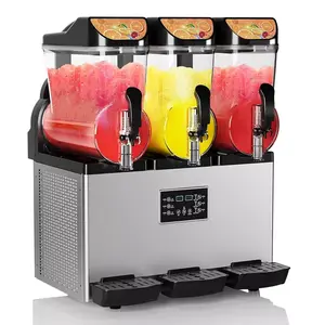 【GARVEE】Commercial Slushy Machine 15Lx3, Tainless Steel Smoothie Frozen Drink Maker with Self-Cleaning Mode, 1200W Electric Large Slushie Machine for Home Party Restaurants Cafe Bars