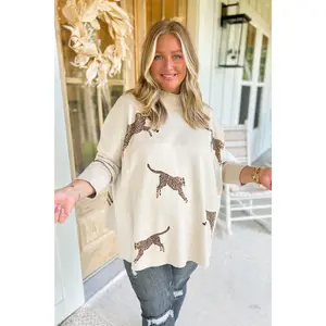 Lola Mock Neck Oversized Long Sleeve Animal Print Sweater  *FINAL SALE*