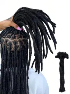 10A 10 pcs Loc Extensions Human Hair Natural Black 0.6cm Width Real Human Hair Dreadlocks Extensions for Man/Women Full Handmade Dreads Can be Dyed, Use For Daily/Summer