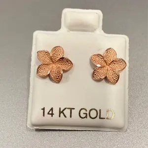 Plumeria flower 14k Gold Stud earrings