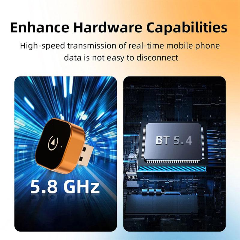 TrolinkTek 2026 Wireless CarPlay Adapter & Android Auto Adapter - 5GHz Bluetooth 5.4 dual-mode Type-C/USB dual interface, plug and play, second connection without delay, support OTA online upgrade