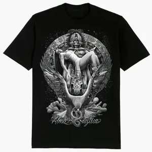 Alma Azteca Warrior Mayan Chicanos clothing , Lowrider clothing, Gangster clothes, Mexican Clothing Streetwear Shortsleeve Oversized Comfortable