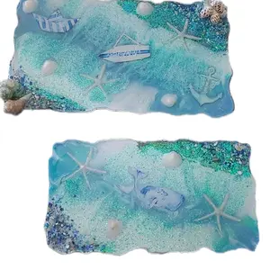 Ocean Serving Combo Tray - Epoxy All Custom, Ideal for Cheeses, Crackers, Dips, Cakes, Cupcakes & More, Only 2 Left $70