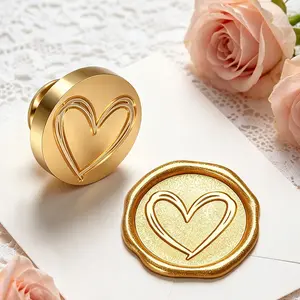 Heart Pattern Thickened Brass Seal Stamp Head, Ideal for Wedding Invitations, Party Decorations, Scrapbooking, Collectible Seals