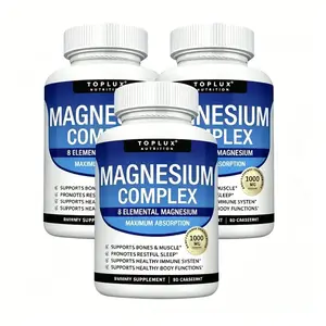 Toplux Magnesium Complex 1000mg - 8 Elemental Sources Chelated Magnesium Supplement for Men & Women, 3 Pack