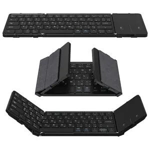 Suitable for iPad Samsung Phone Bluetooth Foldable Keyboard 70% off Business Leather Bluetooth Keyboard