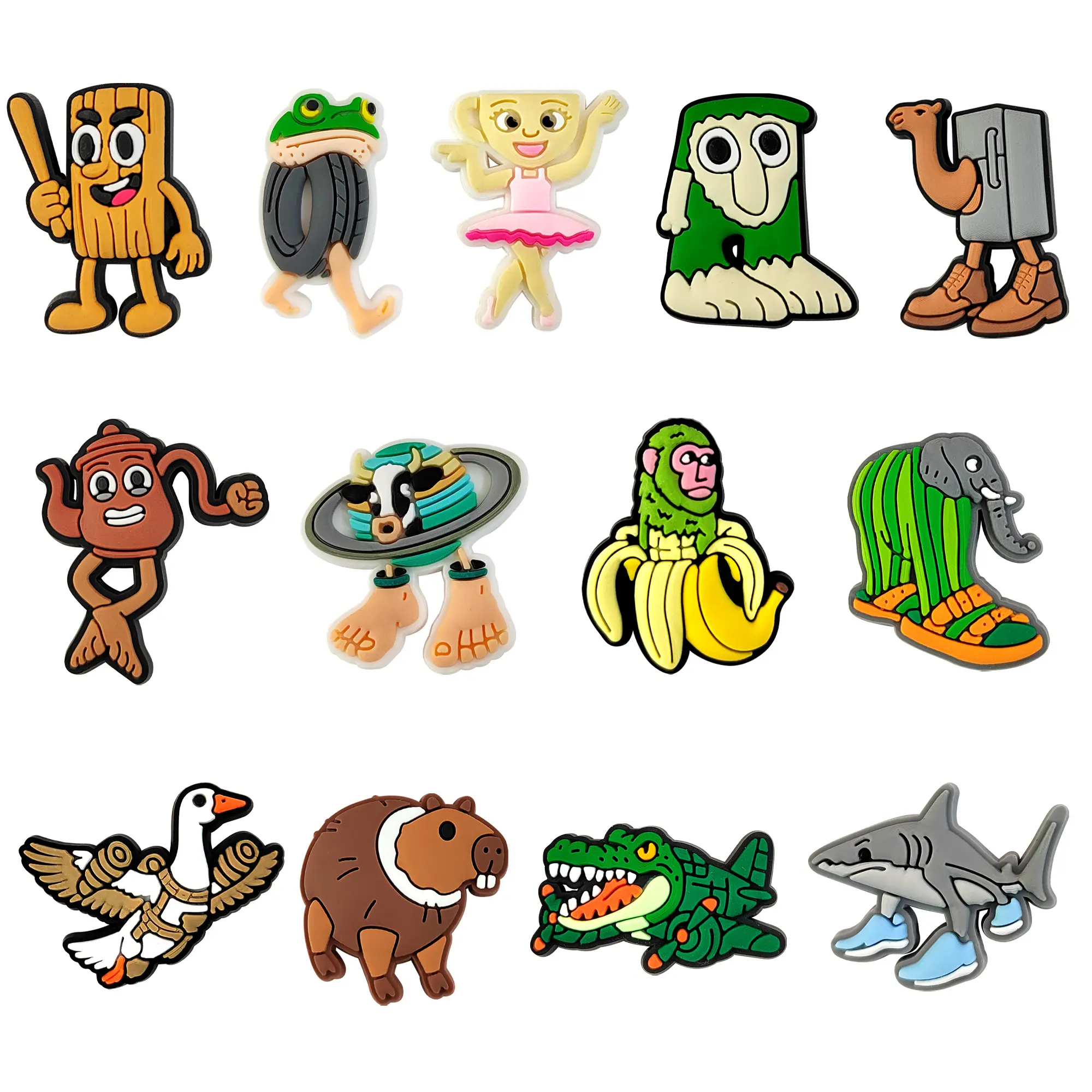Italian Brainrot Funny Animal Croc Shoe Charms for Kids Boys Girls Women Men PVC Wristband Sandals Clog Accessories Party Favor with Dragon and Character Designs