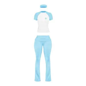 Yoga Lounge Set - Pink & White Top & Pants - Comfortable & Stretchy - Perfect for Home Workouts
