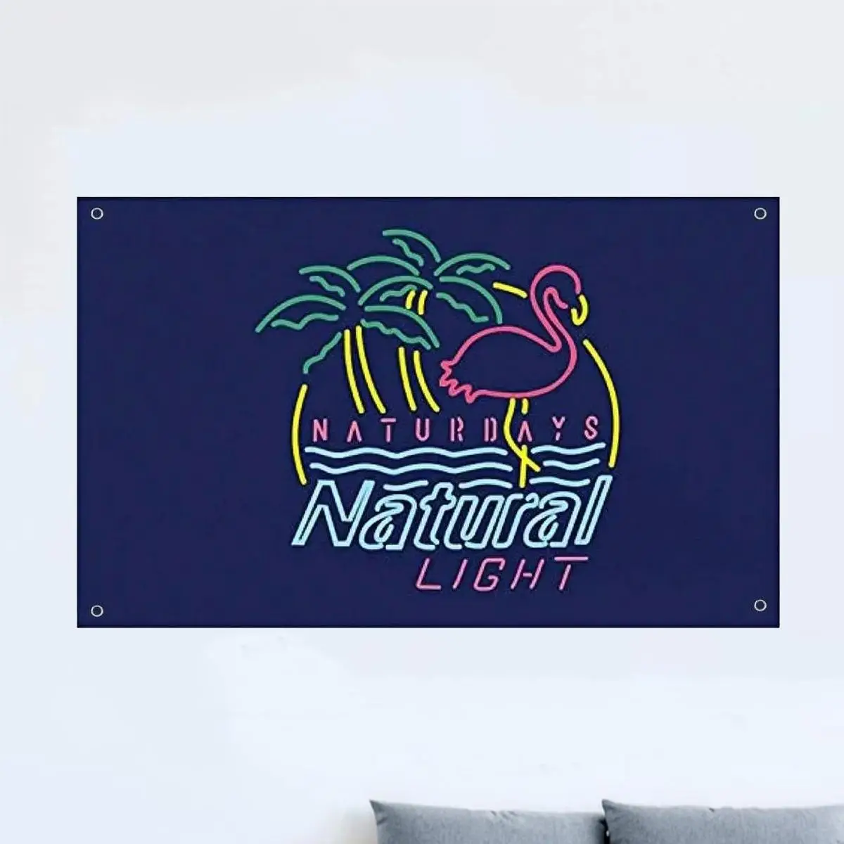 Natural Light Banner Flag, 1 Count Creative Neon Sign Pattern Flag Without Pole, Decorative Flag for Outdoor Garden Yard