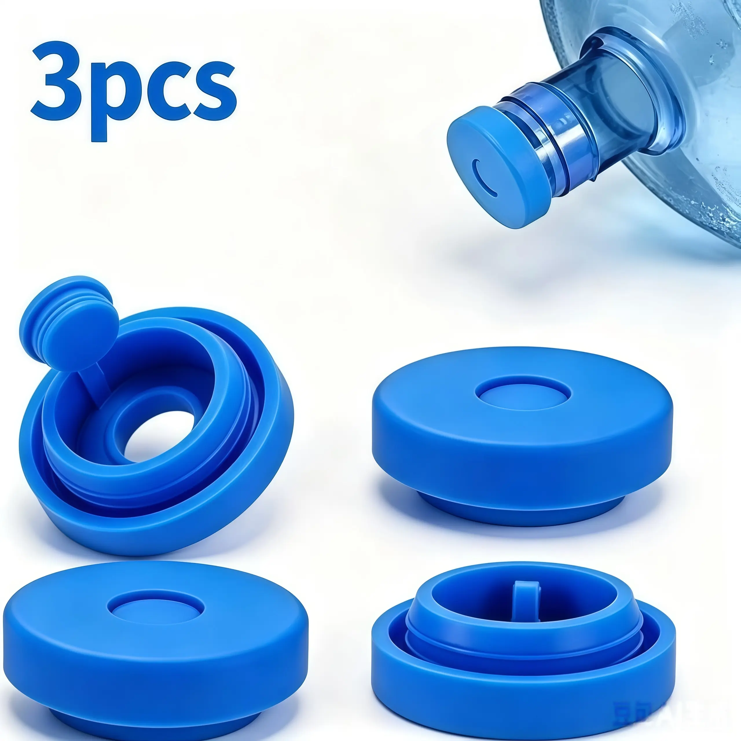3pcs Food-Grade Silicone Reusable Caps, 55mm Anti-Overflow Replacement for 5-gal Bottles, Water Dispensers & Pumps, Home Supplies Accessory