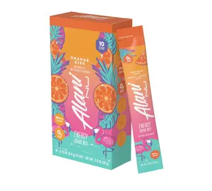 Alani Nu ORANGE KISS Energy Sticks, Energy Drink Powder, 200mg Caffeine, Pre Workout Performance with Antioxidants, On-The-Go Drink Mix, Biotin, B Vitamins, Zero Sugar, 5-10 Calories, 10 Pack