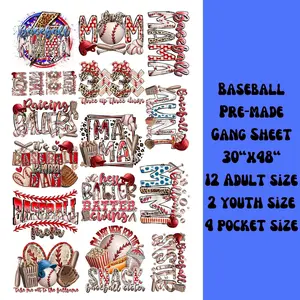 Baseball - 30x48 - DTF Direct to Film Gang Sheet Sports Mom Dad Sister Brother Aunt