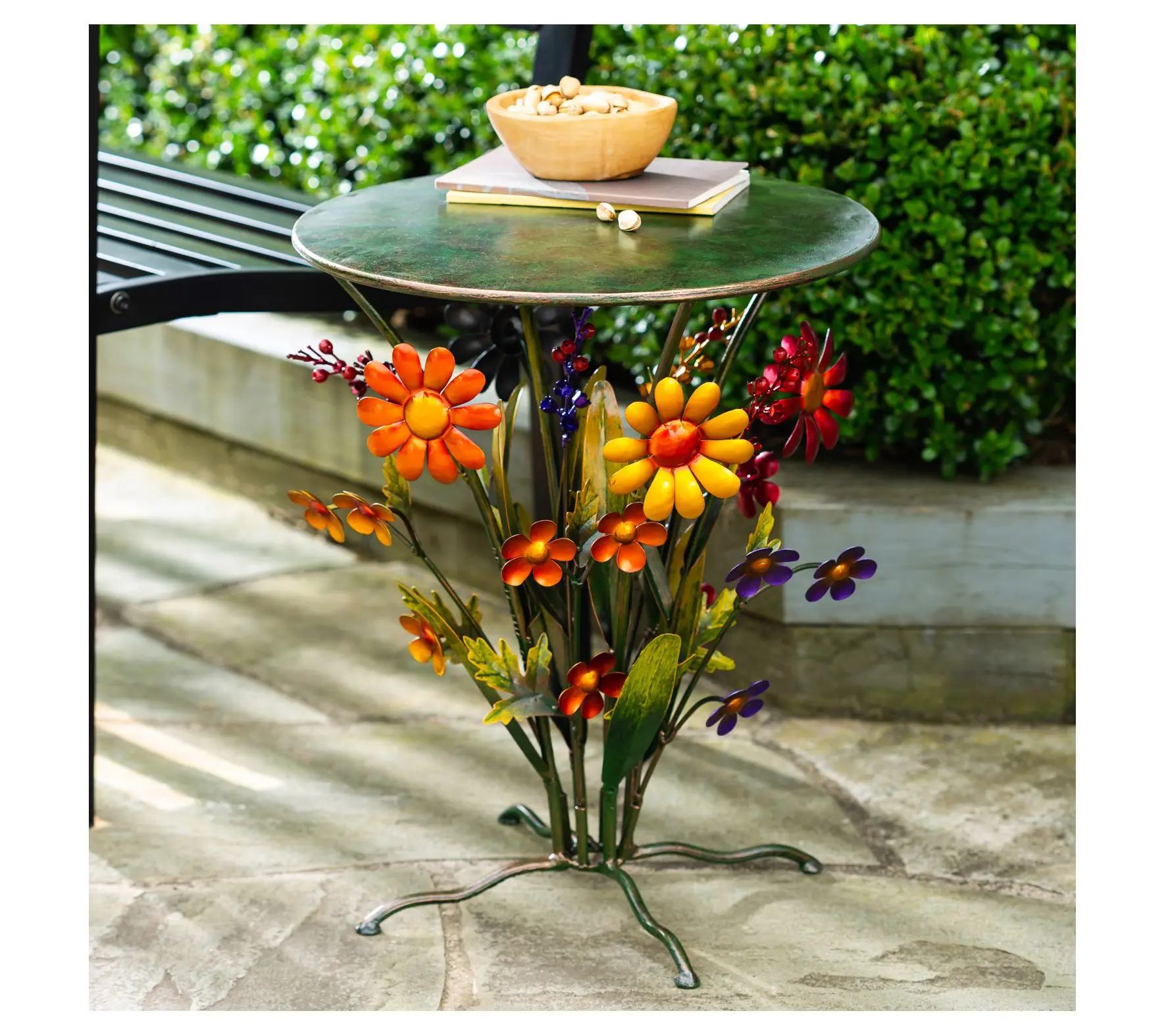 Evergreen Handmade Metal Daisies Side Table Evergreen Handmade Metal Daisies Side Table