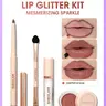 SHEGLAM Center Stage 4pcs Dazzling Kit - Glossy Cosmetics Gift Set with Long-Lasting Glitter Color, Easy Apply Set for Fast Glam Moments, Women's Makeup Gift with Lip Liners & Brush