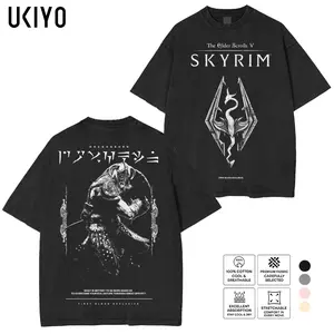 The Elder Scrolls V Skyrim T-Shirt - Premium Heavyweight Mineral Wash Oversized Tee - Vintage Paarthurnax Quote Dark Fantasy Edgy Gothic Grunge Merch Clothes