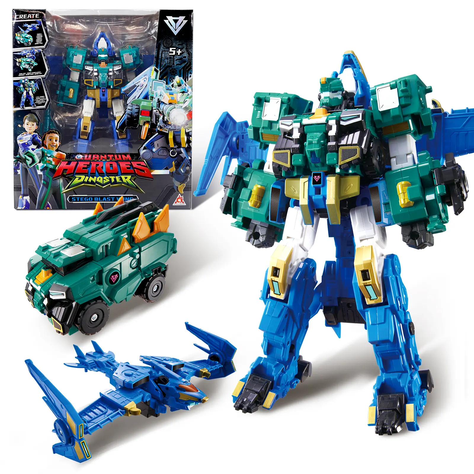 ALPHA GROUP Quantum Heroes Dinoster Robot Stego Blast Wing 3-in-1