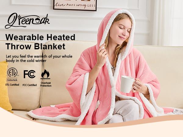 greenoak Wearable Heating Blanket Electric Shawl - Adult Heating Robe Cloak Blanket Hoodie, Wiend, Grandma, 5-person Timer, 10 Heating Levels, Grey greenoak Wearable Heating Blanket Electric Shawl - Adult Heating Robe Cloak Blanket Hoodie, Wiend, Grandma, 5-person Timer, 10 Heating Levels, Grey