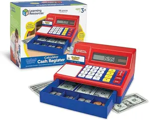 Learning Resources Pretend & Play Calculator Cash Register - 73 Pieces, Ages 3+ for Early Math Skills Development, Play Money for Kids
