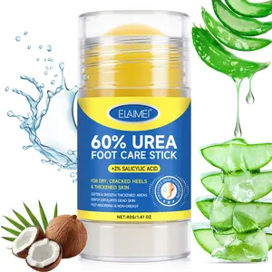 Elaimei 60% Urea Cream Stick plus 2% Salicylic Acid, Maximum Strength Urea Foot Cream Callus Remover for Dry Cracked Heels, Hands, Knees,Exfoliating Moisturizer, Dead Skin Remover Foot Balm 1.4oz (1pcs)