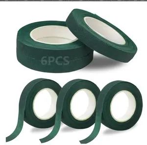 6 Roll Floral Tape 1/2inch Flower Tape Dark Green, Floral Tapes for Bouquet Stem Wrapping and Floral Crafts, Wedding Bouquet