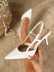 Women's Pointed Toe Stiletto High Heels, Sexy PU Leather Office Shoes, Fashionable Commuting Footwear for All Seasons, Elegant Party Shoes