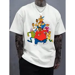 Fat Albert and Cosby's Child Pattern Print T-Shirt - Boutique 180g Thickened, Men's Fashion Casual, Short-Sleeved Crewneck, High-Quality Graphic Tee for Everyday Wear made in usa Top Black