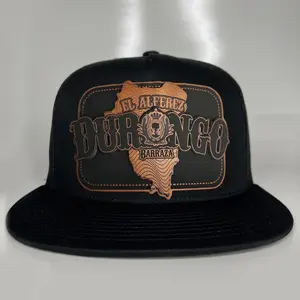 Estado de Durango Mx leather Patch Black Trucker Hat