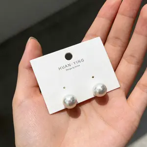 Korean Design Large Freshwater Pearl Stud Earrings | Timeless Minimalist Staple + Lustrous Shine + Versatile Everyday Accessory—Elegant for Work & Casual Fits