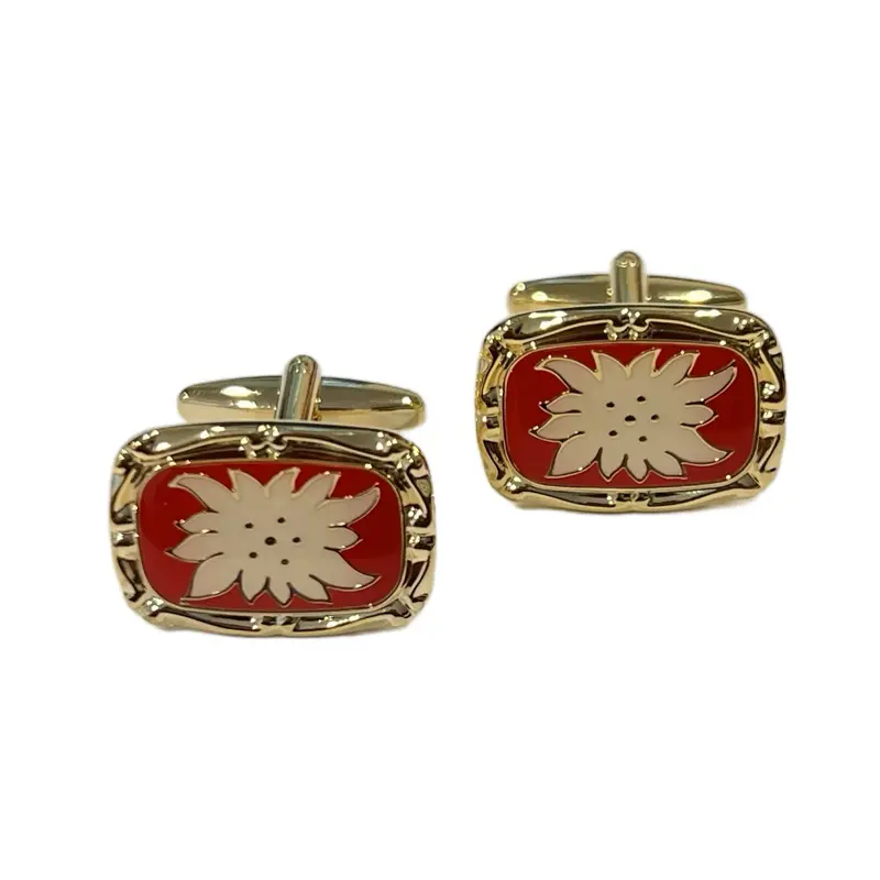MENDEPOT Gold Plated Flower Cufflinks Men Cufflinks Wedding Birthday Gift