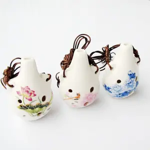 1PC,Vintage Chinese Blue & White Porcelain Ocarina - 6-Hole Ceramic Flute with Protective Case, Traditional Crafted Musical Instrument Gift