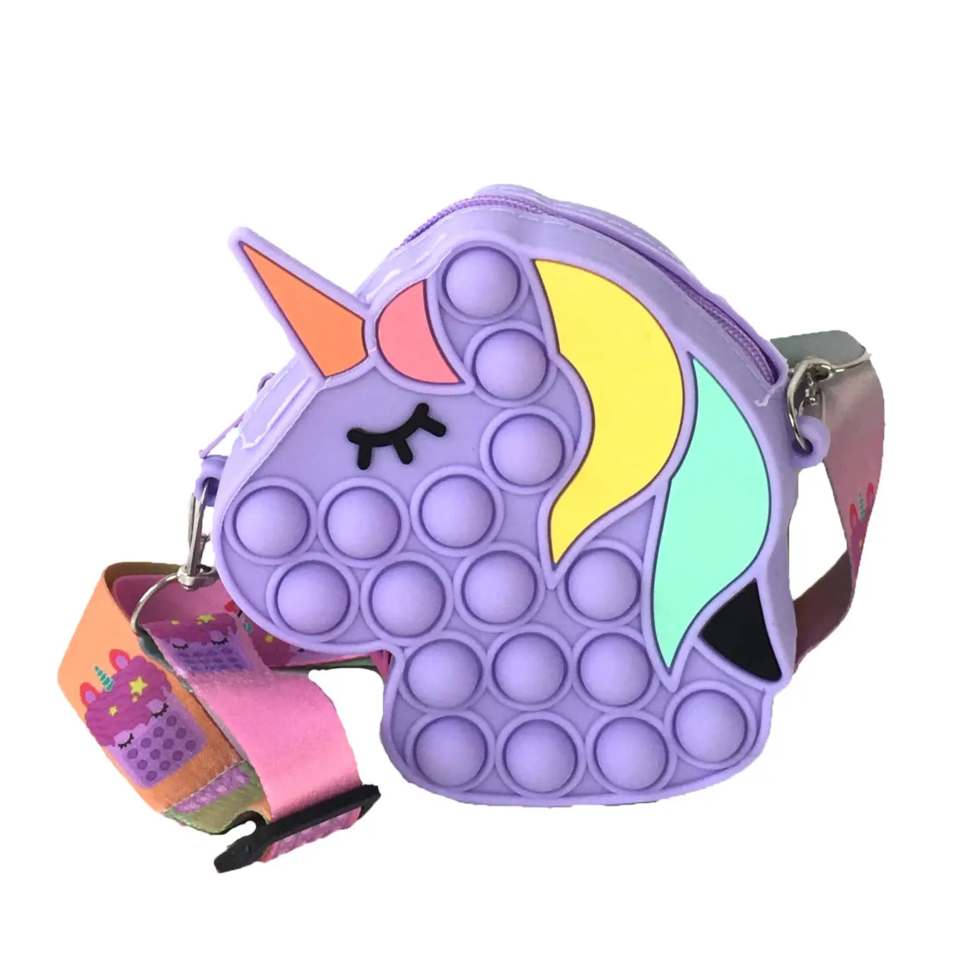 Fashion Culture Women's Unicorn Pop Fidget Crossbody Bag - Compact Micro Purses, Convertible Tiny Pouch and Bag Charm, Compact Micro Purse, Coin Pouch, Unicorn Motif, Attachable Strap, Chic, Casual Chic, Coin Holder, Convertible Bag
