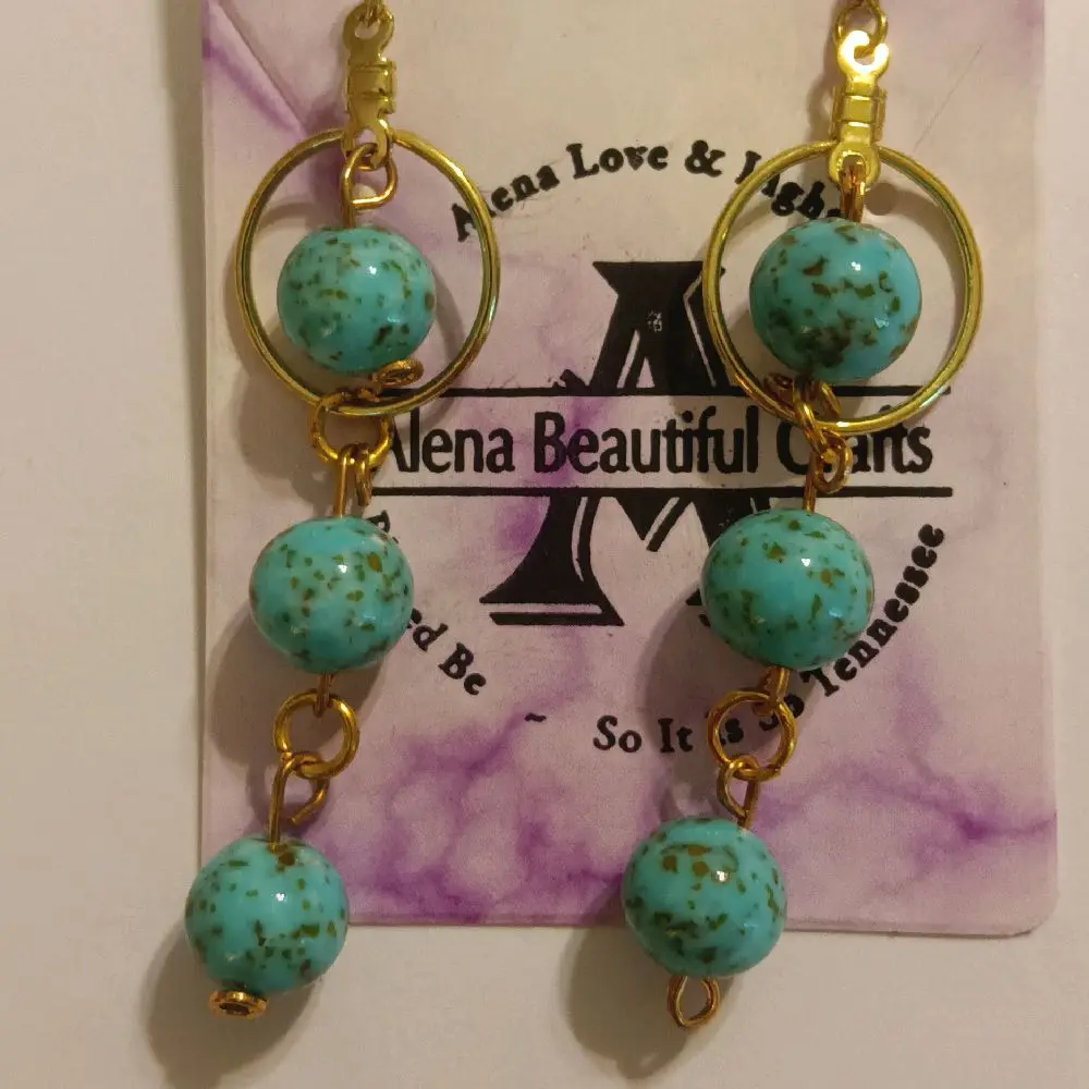 Real Turquoise Beaded Earrings for Women, Dainty Handmade Boho Jewelry for Daily Wear