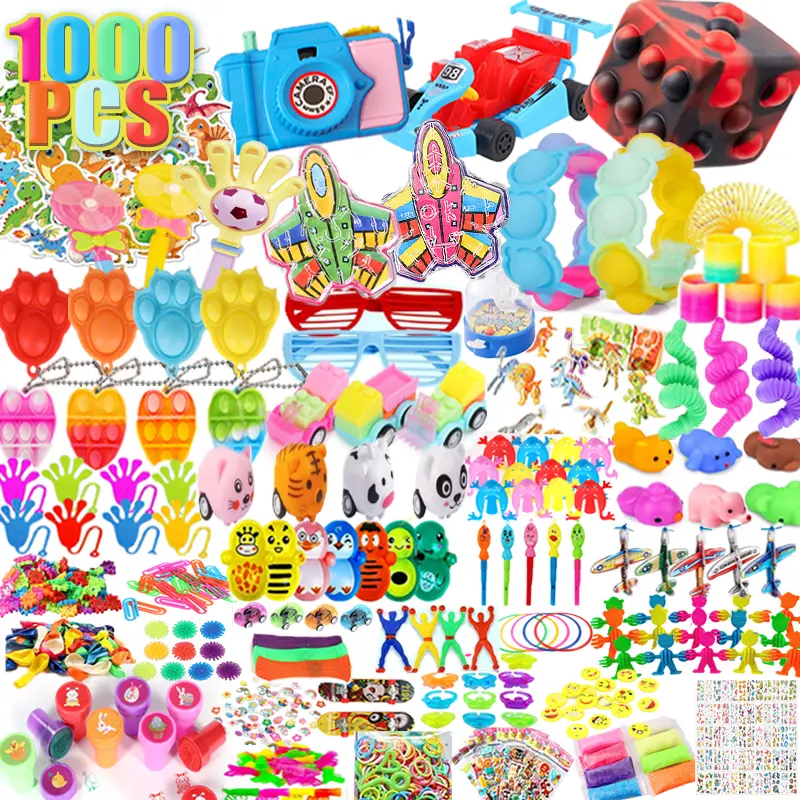 1000 PCS Party Favor for Kids Goodie Bags Stuffers, Prize Box Toys for Kids Classroom Bulk, Small Fidget Toys Pinata Fillers, Treasure Chest Toy for Students Rewards, Carnival Prizes, Birthday Gifts Pop Keychains