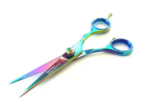 Precision 5.5" Titanium Stainless Steel Barber Hair Cutting, Grooming, and Trimming Scissors: Unisex Excellence Durable Haircare