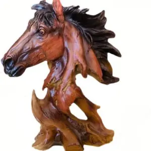 Classic Style Deep Wood Grain Resin Horse Sculpture, Multifunctional Home & Office Decor, Perfect for Bookshelf, Living Room, Hallway