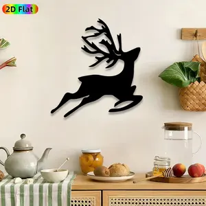 1pc Running Deer Metal Wall Art, Majestic Deer Silhouette wall Scupltures Mural, Intricate Craftsmanship, Artistic Metalwork, Perfect for Christmas, Housewarming Decor, Perfect for Living Room Garden Fence Cabin Decor, Ideal Gift for Wildlife Enthusiasts.