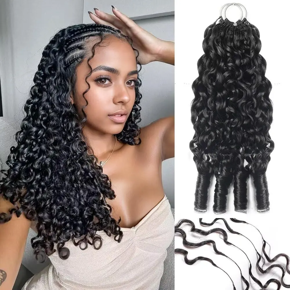burmese curly bundles Crochet Hair for Black Women, Feather Human Hair Kinky Curly Crochet Hair Extensions 50g, Miracle Knots Extensions  Hair Bundles Deep Wave, Soft Lightweight Burmese Curly Texture for Protective Styles