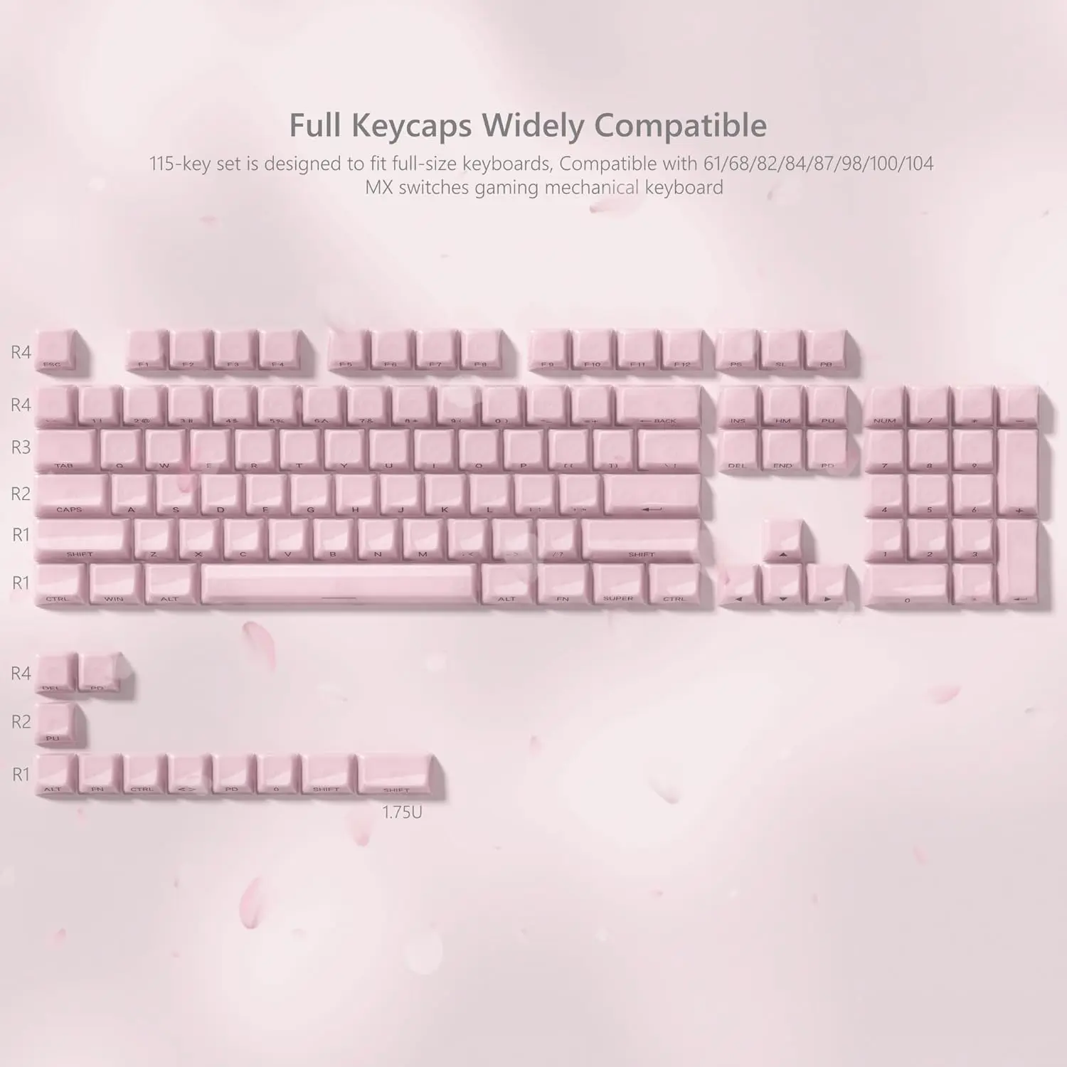 Womier Jelly Keycaps ,115 Keys MDA Profile Ceramic Keycaps ,Transparent Side Printed Custom 60 65 75 100 Percent for Cherry MX,Gateron Mechanical Keyboards,Only Keycaps