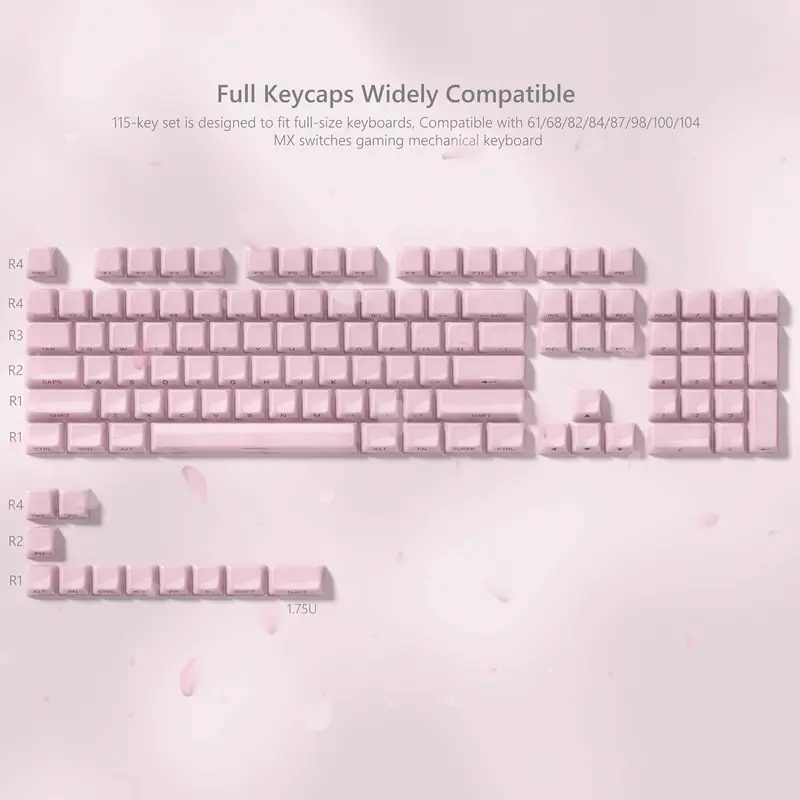 Womier Jelly MDA Profile Keycaps Set - Green-115 Keys, Translucent Design, Bright Ceramic Texture, Side-Printed, RGB Shine-Through, for 60/65/75/100% Cherry MX Gateron Mechanical Keyboards, Cute Accessory for Friends, Kids, Adults (Keycaps Only)