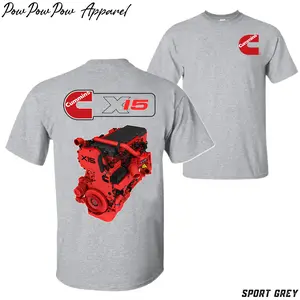 Cummins X15 Engine T-Shirt, Vintage Truck Mechanic Graphic Tee, Diesel Engine Streetwear Gift for Men USA Cotton Menswear