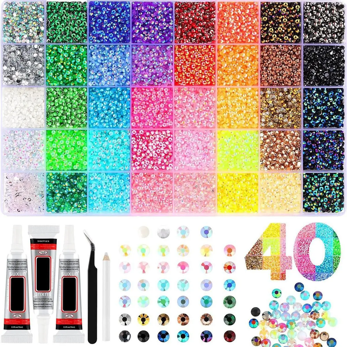 40000pcs 3mm Ab Color Resin Rhinestones, DIY Jewelry Making, Nail Art, Nail Decoration Supplies, Clothing Decoration, Mask, Cup Decorations, Casual Style