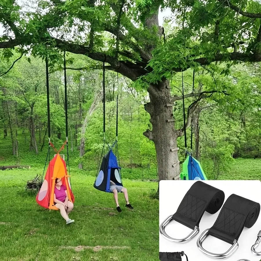 Heavy-Duty Hammock Sling Set with Safety Locks, Durable Fabric for Outdoor Camping & Swing Hammocks, Ideal for Amusement Parks, Hammocks for Outside