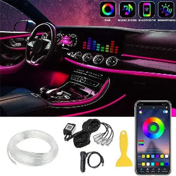 Car Interior Luminescent Light Ambience Light 64 Color Optical Fiber