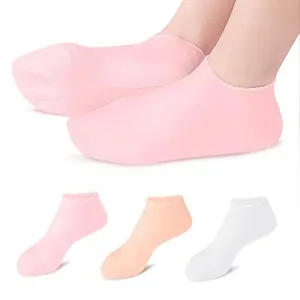 2 Pairs Silicone Socks for Dry Cracked Feet, Women's Foot Socks for Moisturizing (2 Colors Assorted, Fits Up to Size 10) Pastel Womenswear  and  men Bridal